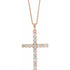 14k-rose-1/5-ctw-natural-diamond-cross-18"-necklace