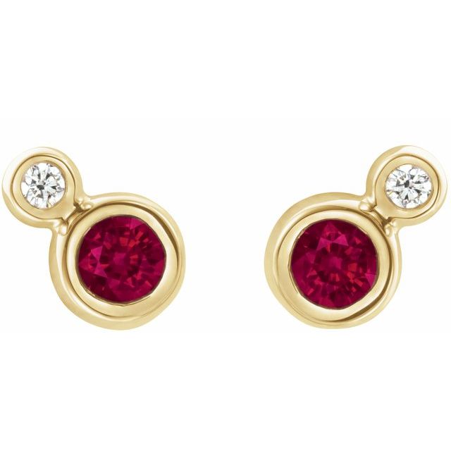 14k-yellow--natural-ruby-&-1/8-ctw-natural-diamond-earrings