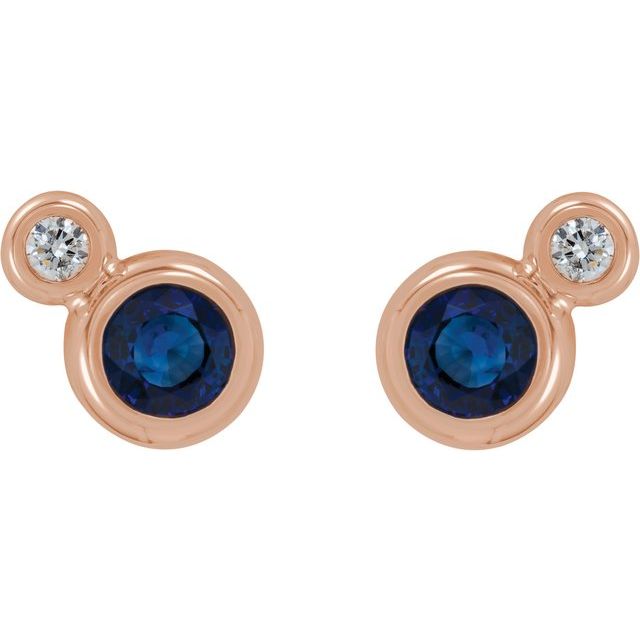 14k-rose-gold--lab-grown-blue-sapphire-&-.06-ctw-natural-diamond-earrings