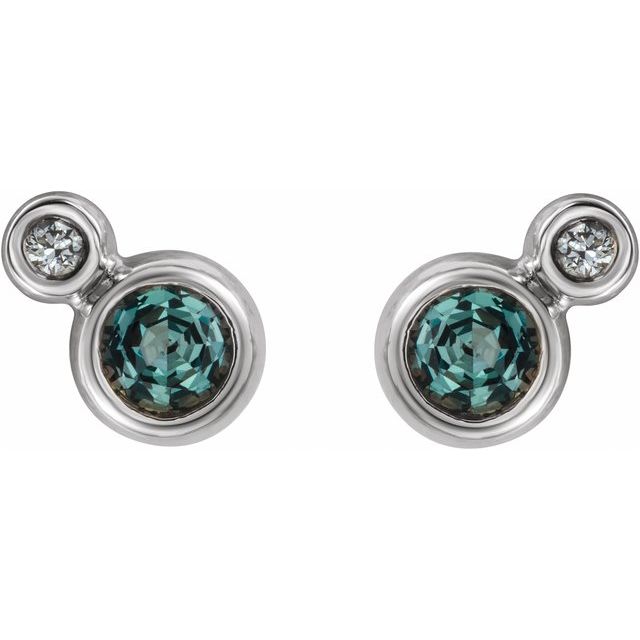 sterling-silver--lab-grown-alexandrite-&-1/8-ctw-natural-diamond-earrings