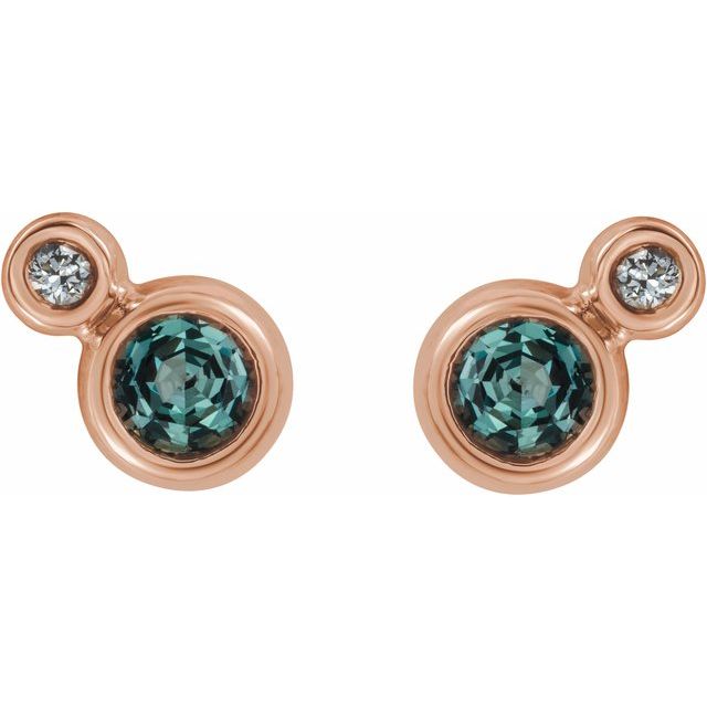 14k-rose-gold--lab-grown-alexandrite-&-.06-ctw-natural-diamond-earrings