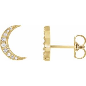 Diamond 1/10 ct Crescent Moon Stud Earrings