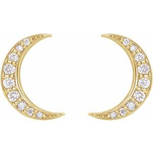 Diamond 1/10 ct Crescent Moon Stud Earrings