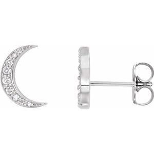 Diamond 1/10 ct Crescent Moon Stud Earrings