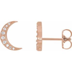 Diamond 1/10 ct Crescent Moon Stud Earrings