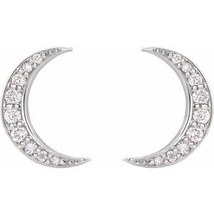 Diamond 1/10 ct Crescent Moon Stud Earrings