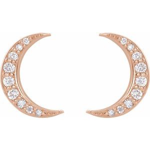 Diamond 1/10 ct Crescent Moon Stud Earrings