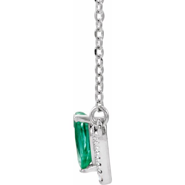 14k-white-lab-grown-emerald-&-.06-ctw-natural-diamond-16"-necklace