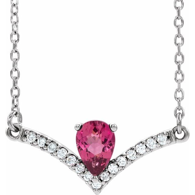 14k-white-natural-pink-tourmaline-&-.06-ctw-natural-diamond-16"-necklace