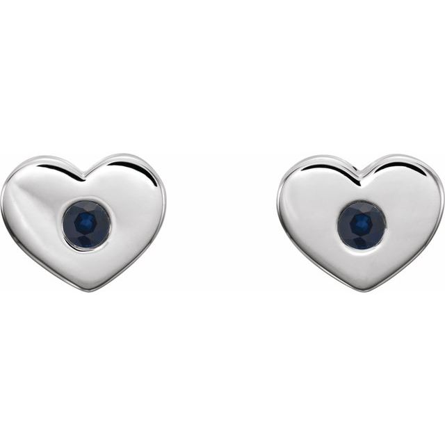 14k-white-lab-grown-blue-sapphire-heart-earrings