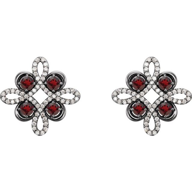 14k-white-natural-mozambique-garnet-&-1/4-ctw-natural-diamond-earrings