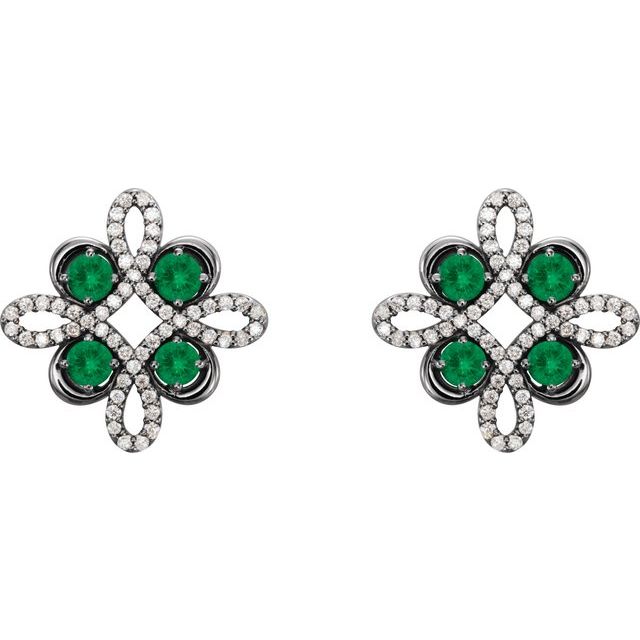 14k-white-natural-emerald-&-1/4-ctw-natural-diamond-earrings