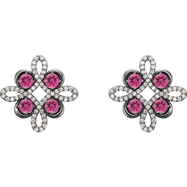 14k-white-natural-pink-tourmaline-&-1/4-ctw-natural-diamond-earrings