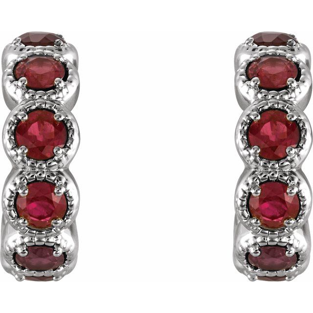 14k-white-natural-mozambique-garnet-hoop-earrings