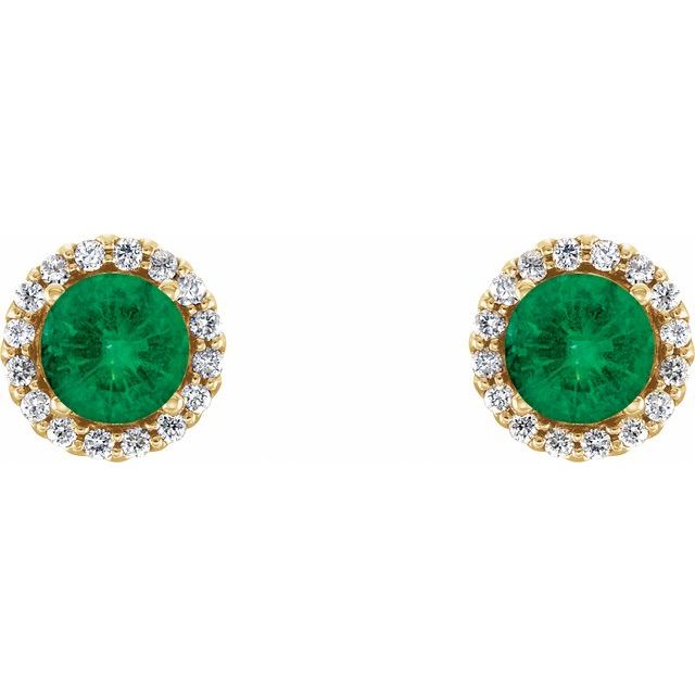 14k-yellow-gold--lab-grown-emerald-&-1/10-ctw-natural-diamond-earrings