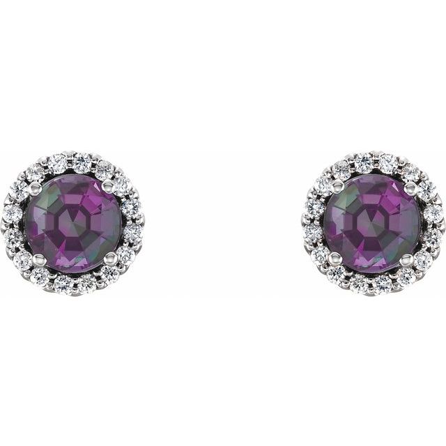 14k-white-gold--lab-grown-alexandrite-&-1/10-ctw-natural-diamond-earrings
