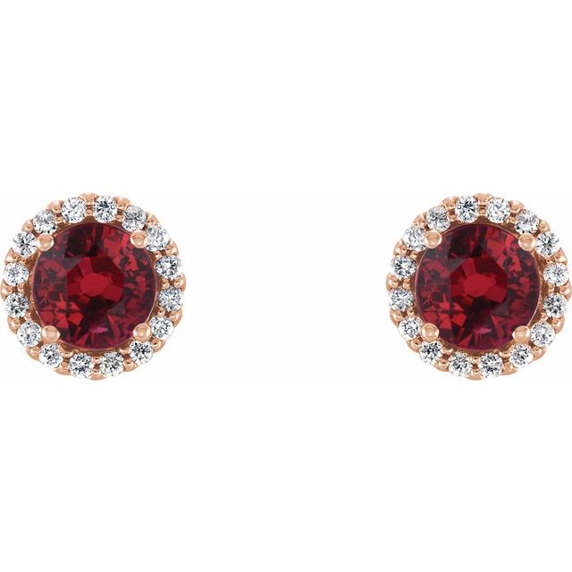 14k-rose-gold--lab-grown-ruby-&-1/10-ctw-natural-diamond-earrings
