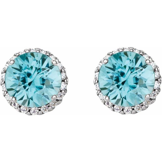 14K White Gold|Natural Blue Sapphire|4 mm
