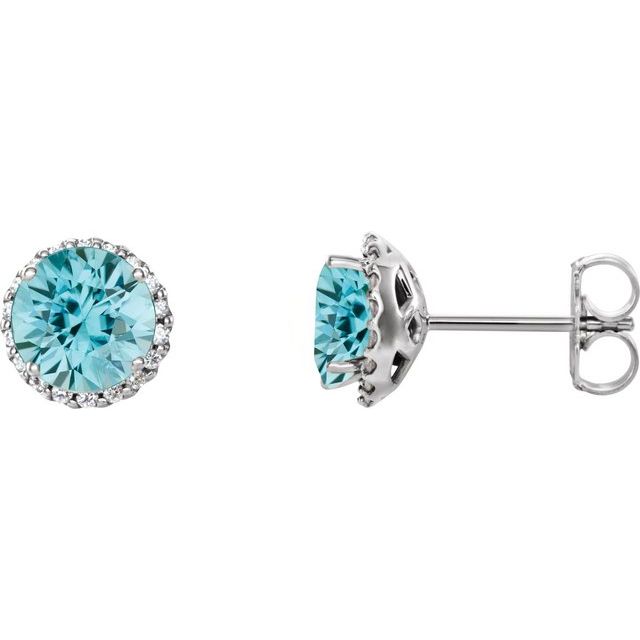 14K White Gold|Natural Blue Sapphire|4 mm