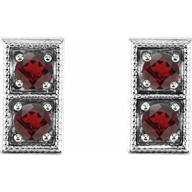 14k-white-natural-mozambique-garnet-two-stone-earrings