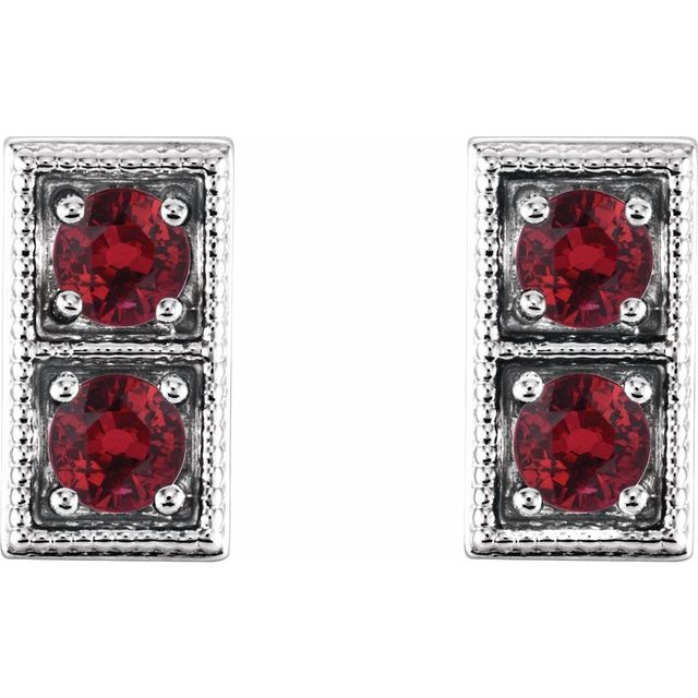 14k-white-natural-ruby-two-stone-earrings