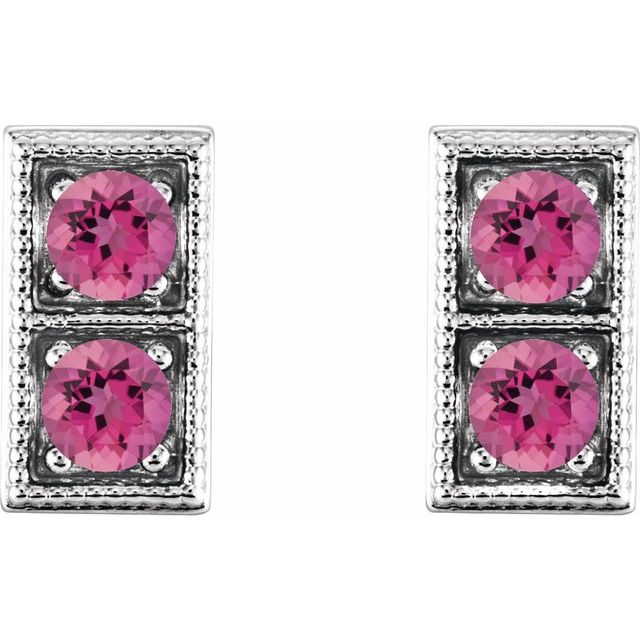 14k-white-natural-pink-tourmaline-two-stone-earrings
