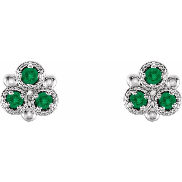 14k-white-natural-emerald-three-stone-earrings