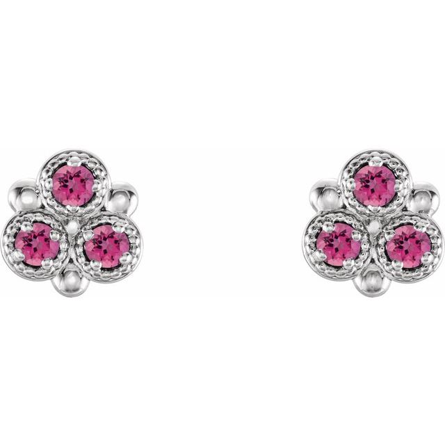 14k-white-natural-pink-tourmaline-three-stone-earrings