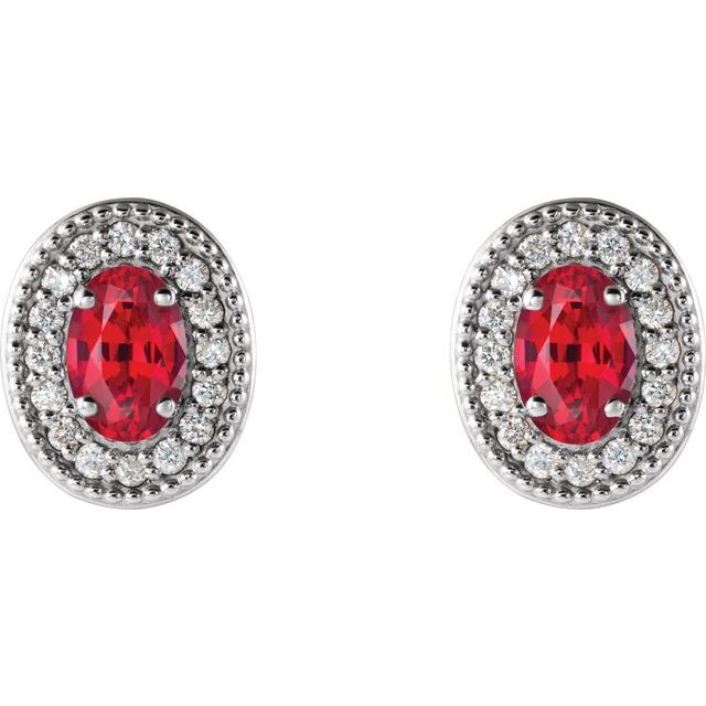 14k-white--lab-grown-ruby-&-1/8-ctw-natural-diamond-halo-style-earrings