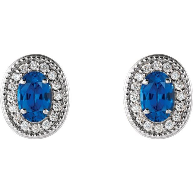 14k-white--lab-grown-blue-sapphire-&-1/8-ctw-natural-diamond-halo-style-earrings