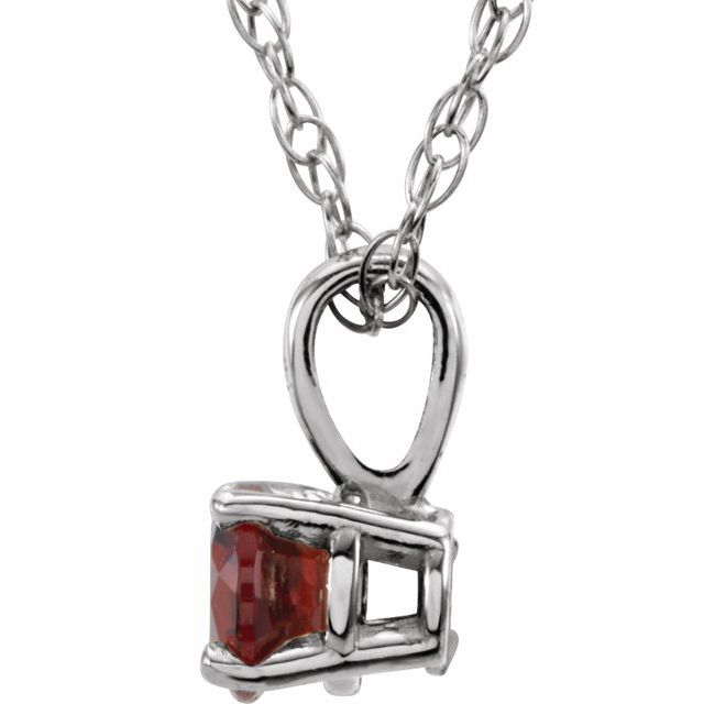 14k-white--natural-mozambique-garnet-youth-solitaire-14"-necklace