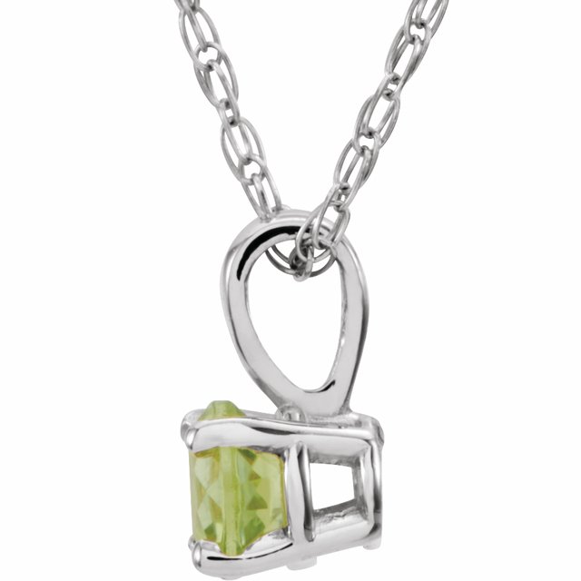 14k-white--natural-peridot-youth-solitaire-14"-necklace