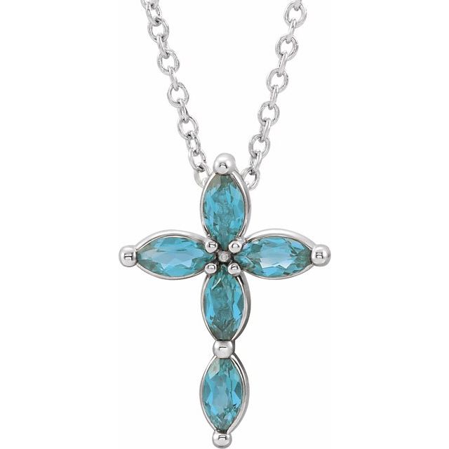14k-white-natural-blue-zircon-cross-16-18"-necklace
