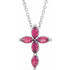 14k-white-natural-pink-tourmaline-cross-16-18"-necklace