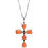 14k-white-natural-pink-coral-cabochon-cross-16-18"-necklace