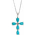 14k-white-natural-turquoise-cabochon-cross-16-18"-necklace
