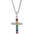 14k-white-natural-multi-gemstone-cross-16-18"-necklace