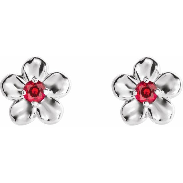 14k-white-imitation-ruby-july-birthstone-flower-earrings