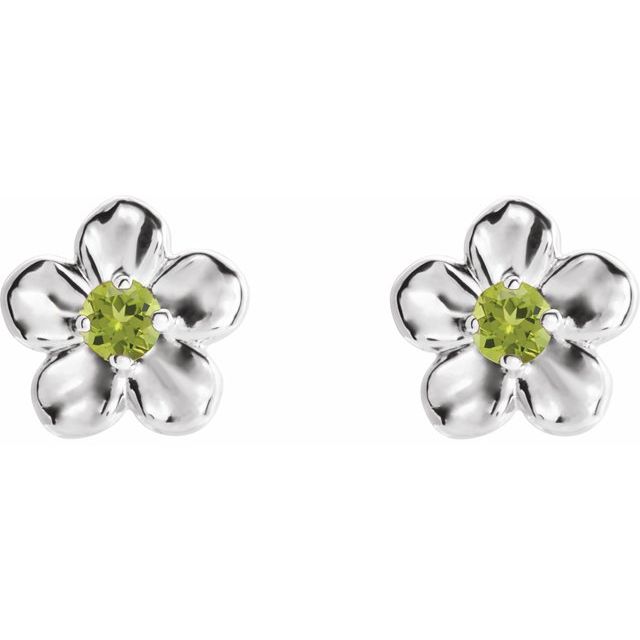 14k-white-imitation-peridot-august-birthstone-flower-earrings