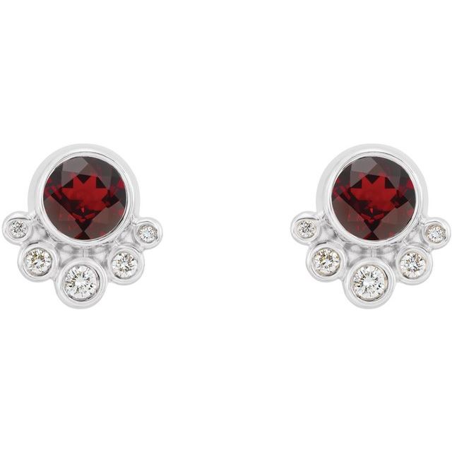 14k-white-natural-mozambique-garnet-&-1/8-ctw-natural-diamond-earrings