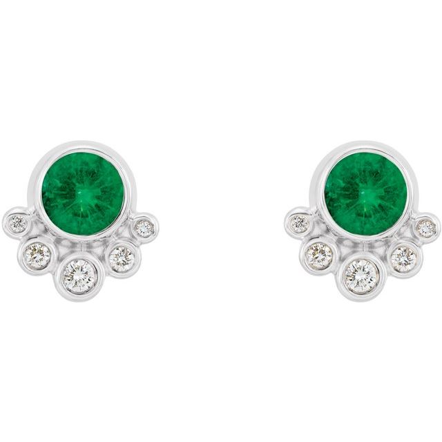 14k-white-natural-emerald-&-1/8-ctw-natural-diamond-earrings
