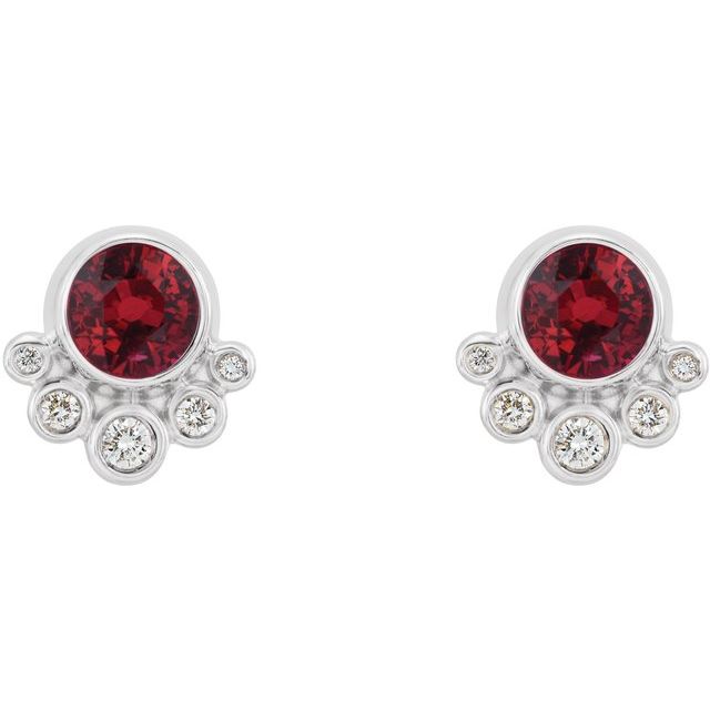14k-white-natural-ruby-&-1/8-ctw-natural-diamond-earrings
