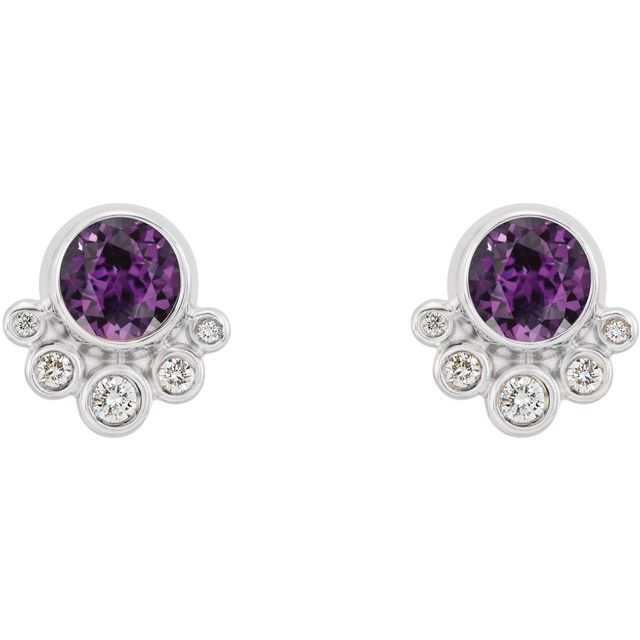 14k-white-lab-grown-alexandrite-&-1/8-ctw-natural-diamond-earrings