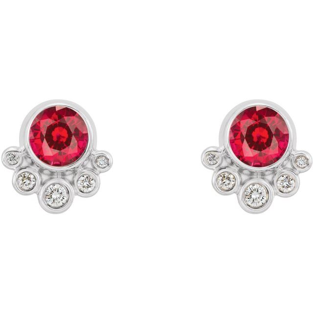 14k-white-lab-grown-ruby-&-1/8-ctw-natural-diamond-earrings