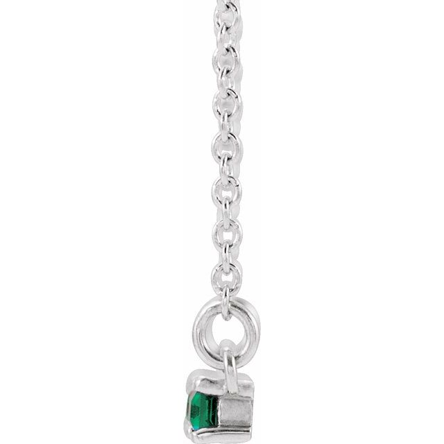 14k-white-natural-emerald-&-1/6-ctw-natural-diamond-bar-16-18"-necklace