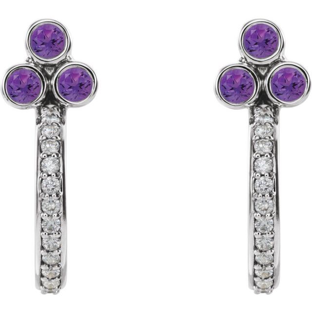 sterling-silver-natural-amethyst-&-1/4-ctw-natural-diamond-j-hoop-earrings