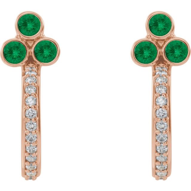14k-rose-natural-emerald-&-1/4-ctw-natural-diamond-j-hoop-earrings