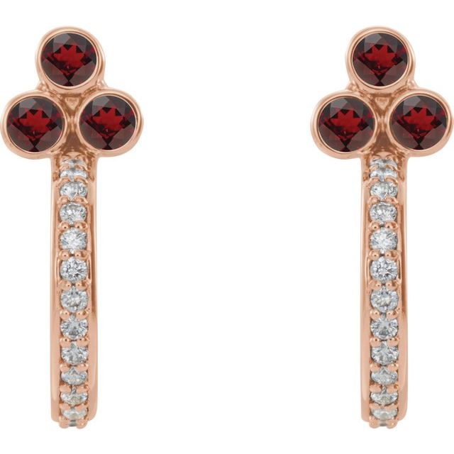 14k-rose-natural-mozambique-garnet-&-1/4-ctw-natural-diamond-j-hoop-earrings