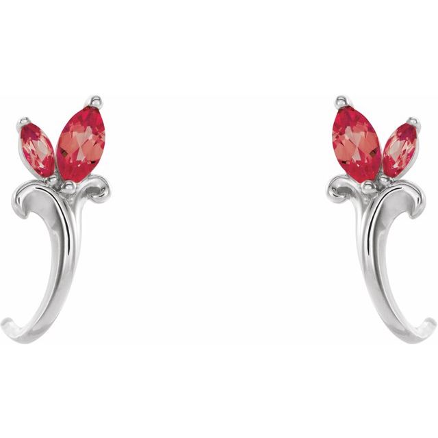 sterling-silver-lab-grown-ruby-floral-j-hoop-earrings