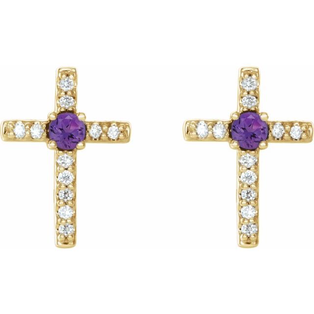 14k-yellow-natural-amethyst-&-.05-ctw-natural-diamond-cross-earrings